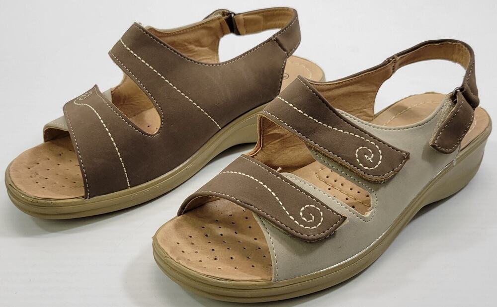 *M) Pavers Ladies Strap Beige Sandals Shoes Size 36 fit like 7.5